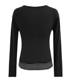 ストライプレイヤード長袖Tシャツ