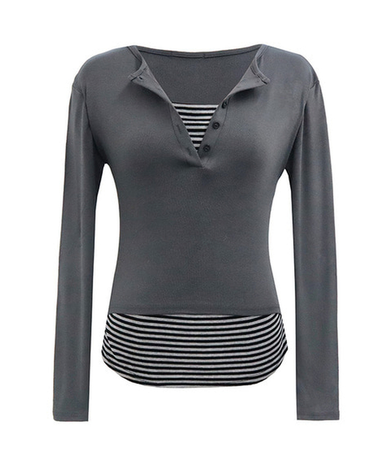 ストライプレイヤード長袖Tシャツ