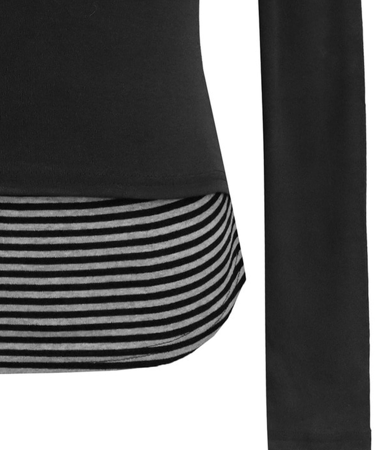 ストライプレイヤード長袖Tシャツ