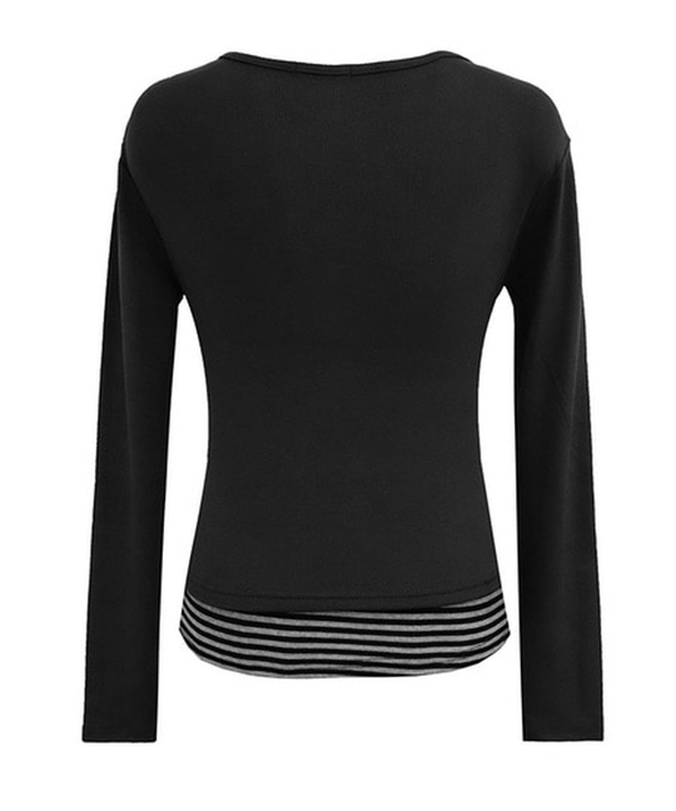 ストライプレイヤード長袖Tシャツ