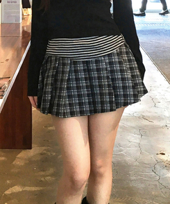 【ベルト付き】チェックプリーツミニスカート BLACK