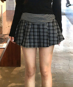 【ベルト付き】チェックプリーツミニスカート BLACK