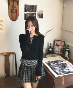 【ベルト付き】チェックプリーツミニスカート BLACK