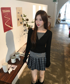 【ベルト付き】チェックプリーツミニスカート BLACK