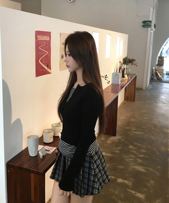 【ベルト付き】チェックプリーツミニスカート BLACK