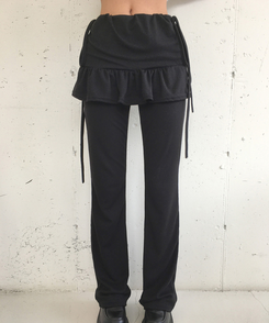 フリルスカートレイヤードブーツカットパンツ BLACK