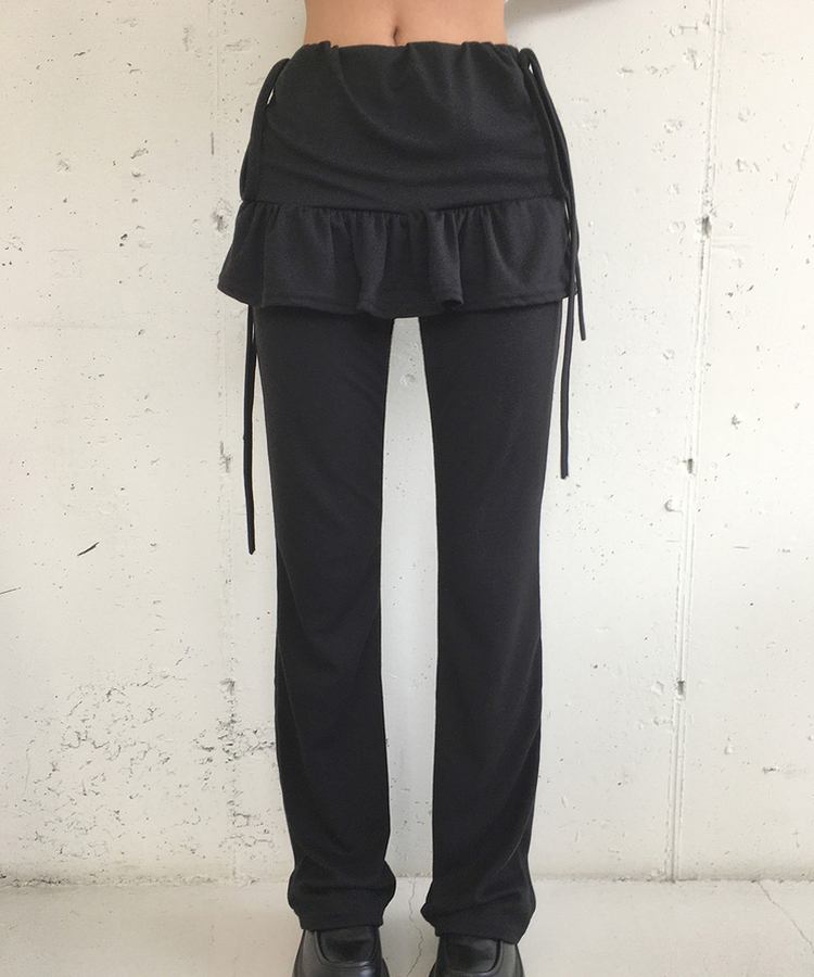 フリルスカートレイヤードブーツカットパンツ BLACK