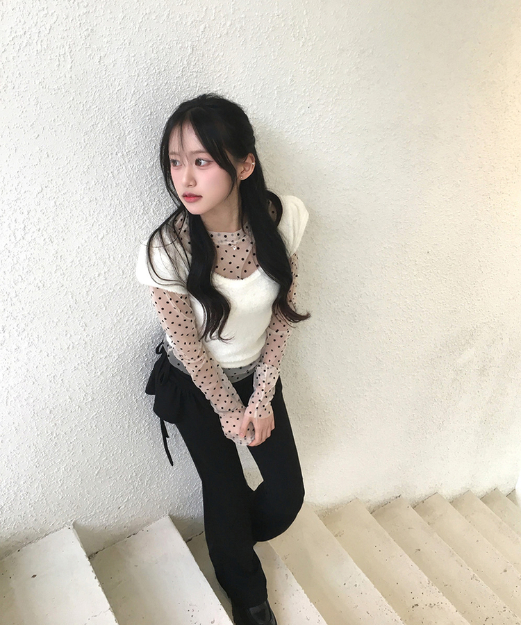 フリルスカートレイヤードブーツカットパンツ BLACK