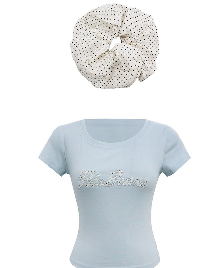 【シュシュ付き】ドット半袖Tシャツ