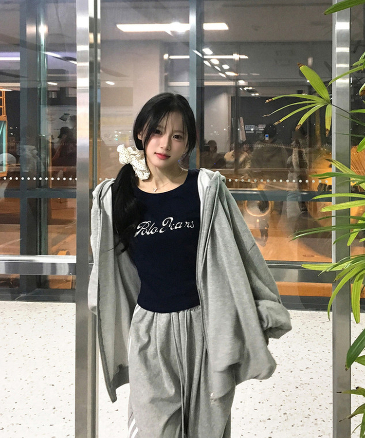 【シュシュ付き】ドット半袖Tシャツ NAVY