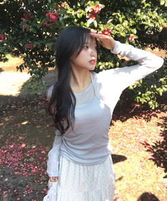 【SET】レイヤードキャミソール シースルー長袖Tシャツ SKY BLUE