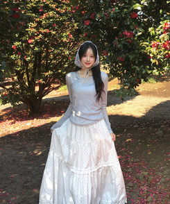 【SET】レイヤードキャミソール シースルー長袖Tシャツ SKY BLUE