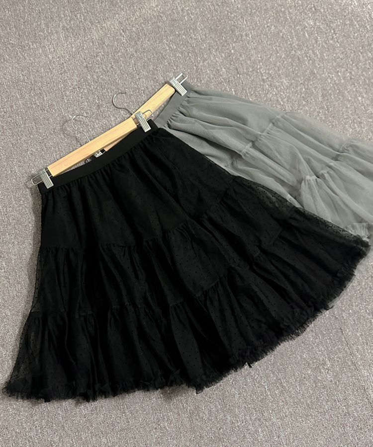 アンバランスレースティアードミディスカート