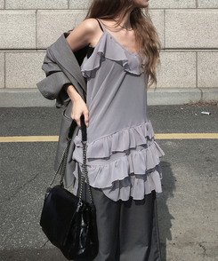 アンバランスシースルーワンピース GREY