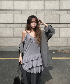 アンバランスシースルーワンピース GREY