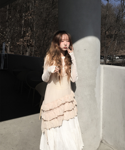 アンバランスシースルーワンピース BEIGE