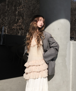 アンバランスシースルーワンピース BEIGE