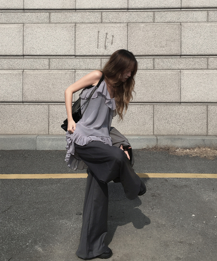 アンバランスシースルーワンピース GREY