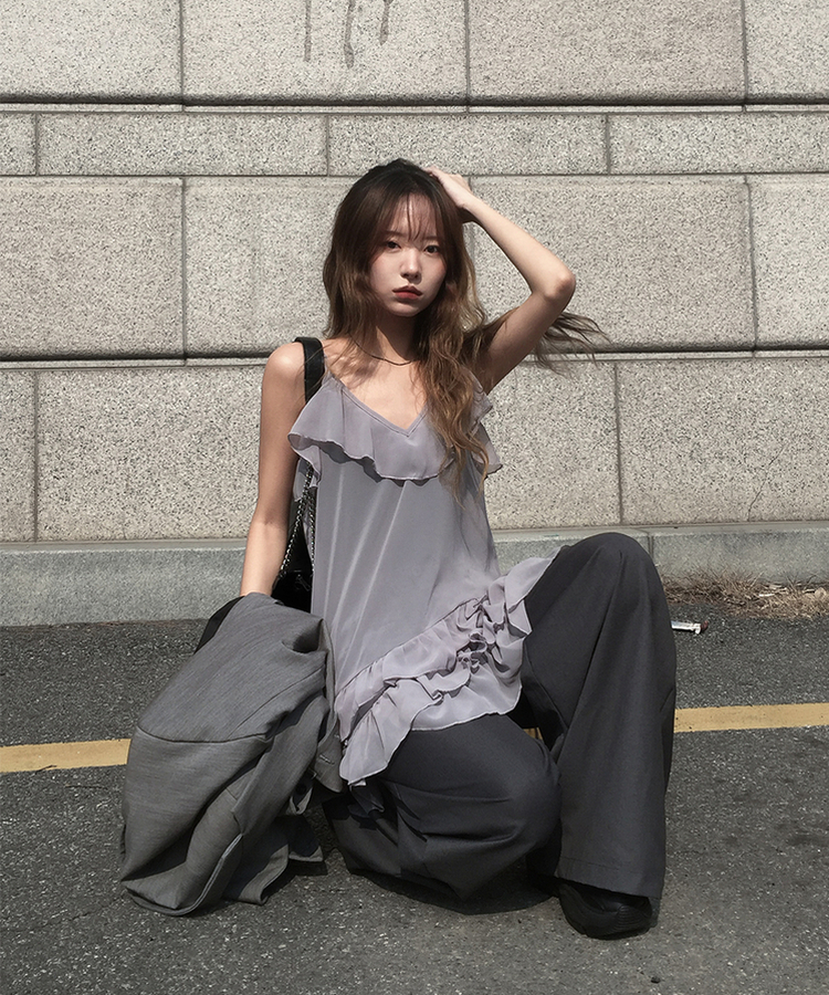 アンバランスシースルーワンピース GREY