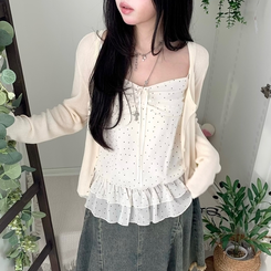 【SET】リボンドットキャミソール リネンテンセルガーディアン BEIGE