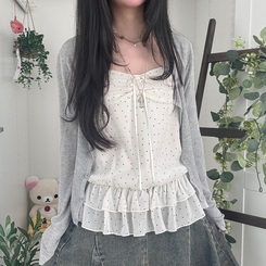 【SET】リボンドットキャミソール リネンテンセルガーディアン GREY