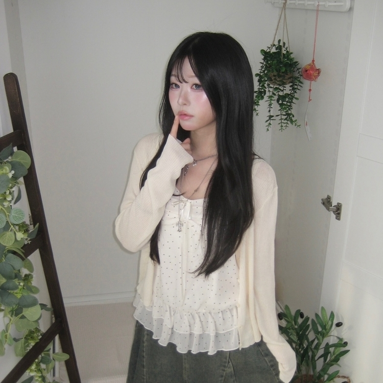 【SET】リボンドットキャミソール リネンテンセルガーディアン BEIGE