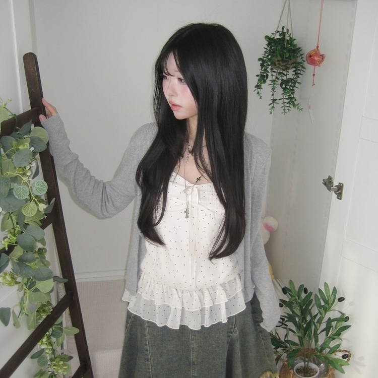 【SET】リボンドットキャミソール リネンテンセルガーディアン GREY