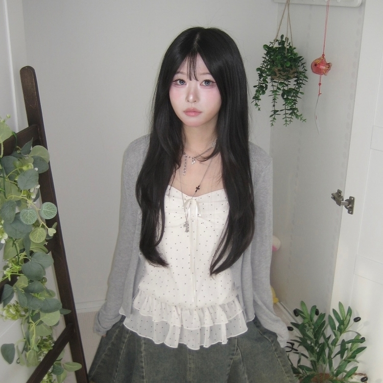 【SET】リボンドットキャミソール リネンテンセルガーディアン GREY