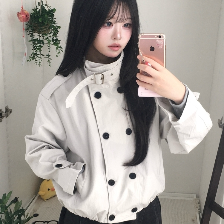 ビンテージダブルボタンショートジャケット WHITE