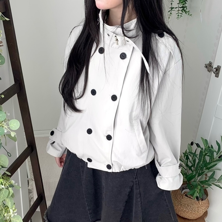 ビンテージダブルボタンショートジャケット WHITE