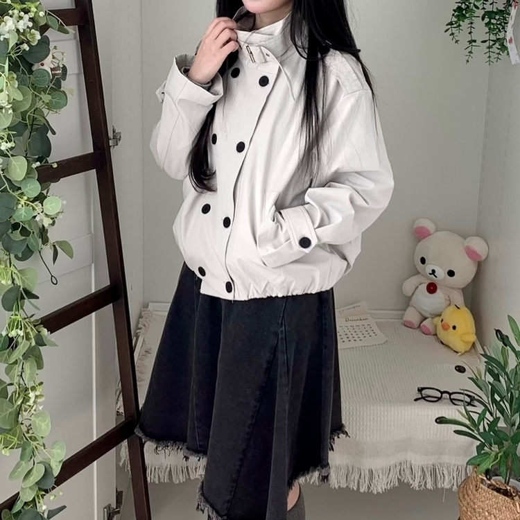 ビンテージダブルボタンショートジャケット WHITE