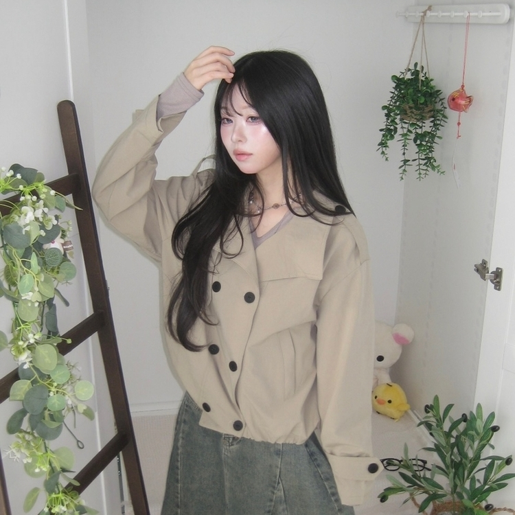 ビンテージダブルボタンショートジャケット BEIGE