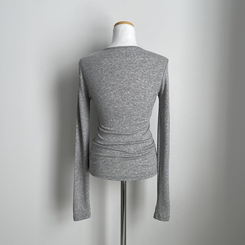 レイヤードスリムボタンスパン長袖Tシャツ(6color)