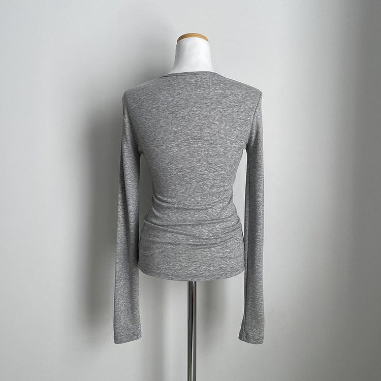 レイヤードスリムボタンスパン長袖Tシャツ(6color)