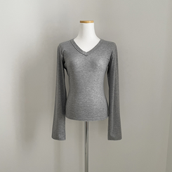 スパンVネックスリム長袖Tシャツ(6color)