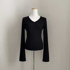 スパンVネックスリム長袖Tシャツ(6color)