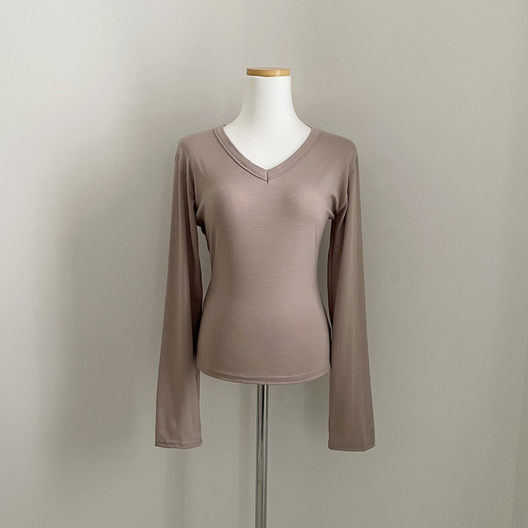 スパンVネックスリム長袖Tシャツ(6color)