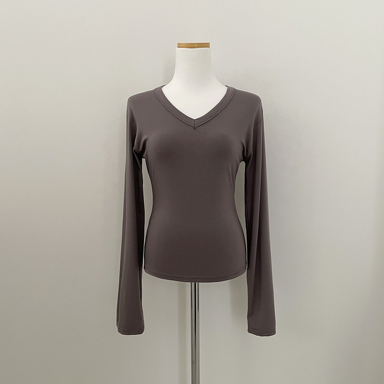 スパンVネックスリム長袖Tシャツ(6color)