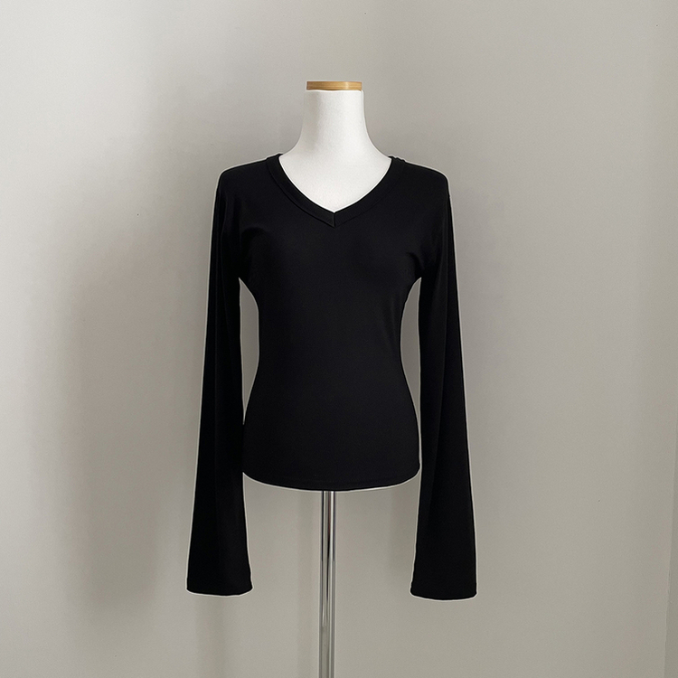 スパンVネックスリム長袖Tシャツ(6color)