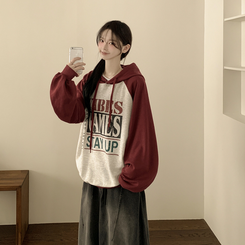 バイカラービンテージバルーンフードパーカー OATMEAL