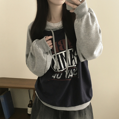 バイカラービンテージバルーンフードパーカー DARK NAVY