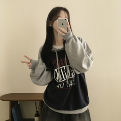 バイカラービンテージバルーンフードパーカー DARK NAVY