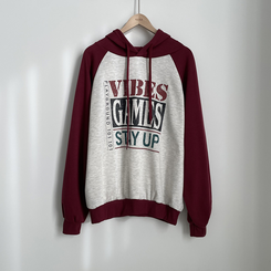 バイカラービンテージバルーンフードパーカー