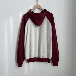 バイカラービンテージバルーンフードパーカー