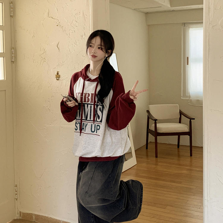 バイカラービンテージバルーンフードパーカー OATMEAL