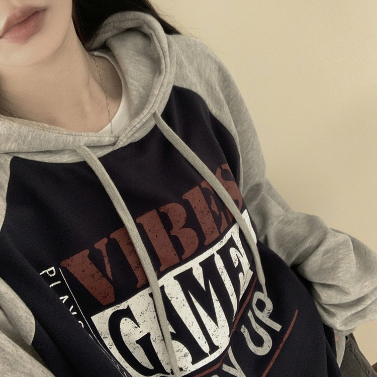 バイカラービンテージバルーンフードパーカー DARK NAVY