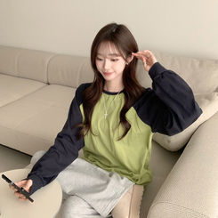 ラウンドルーズフィット長袖Tシャツ(6color) OLIVE