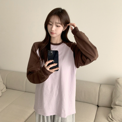 ラウンドルーズフィット長袖Tシャツ(6color) PURPLE