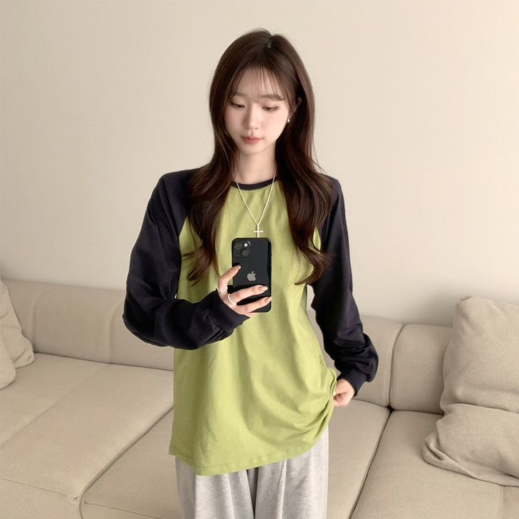 ラウンドルーズフィット長袖Tシャツ(6color) OLIVE