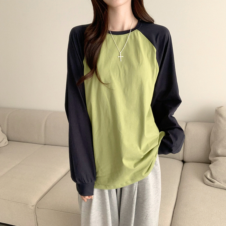 ラウンドルーズフィット長袖Tシャツ(6color) OLIVE